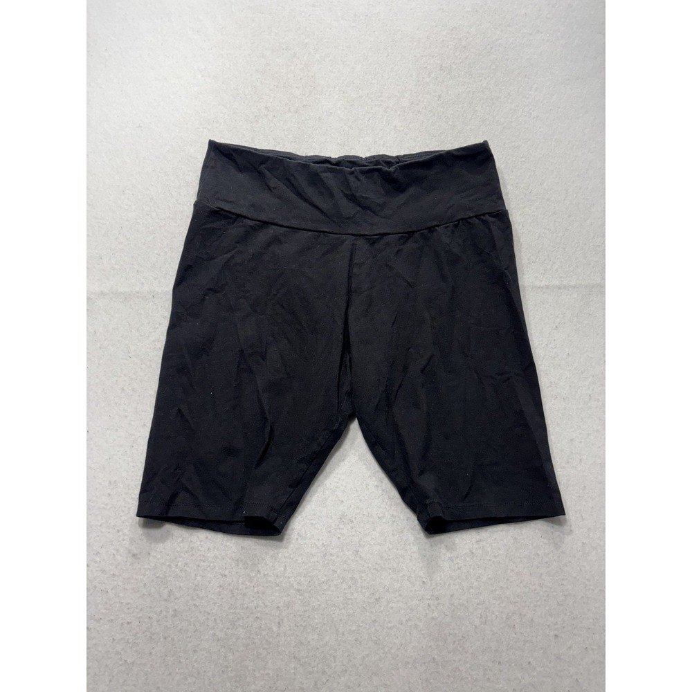 Ambiance Biker Shorts Womens 2X Black Jersey High Rise Stretch Summer Casual